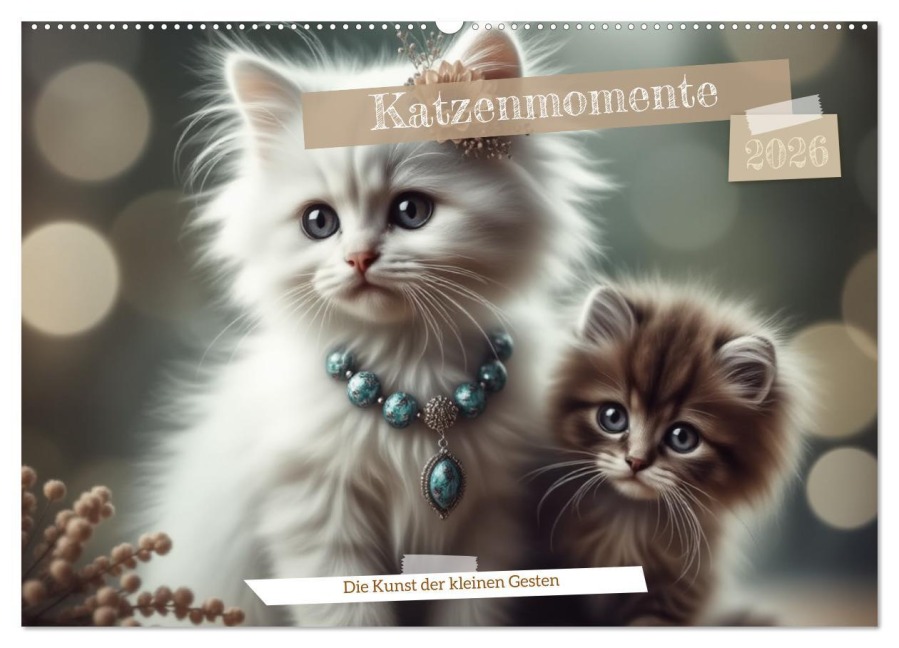Katzenmomente (Wandkalender 2026 DIN A2 quer), CALVENDO Monatskalender - Sual¿M Sual¿M