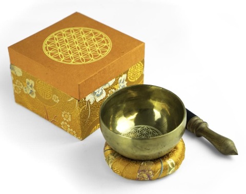 Klangschalen-Set mit Gravur Blume des Lebens Größe L - 