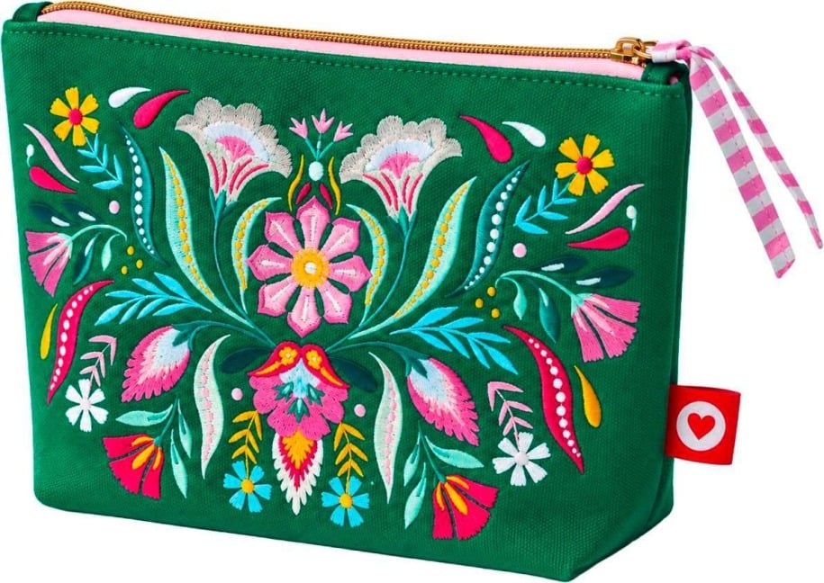 Fiesta del Sol Accessoirestasche bestickt, 18 x 24 cm, grün - 