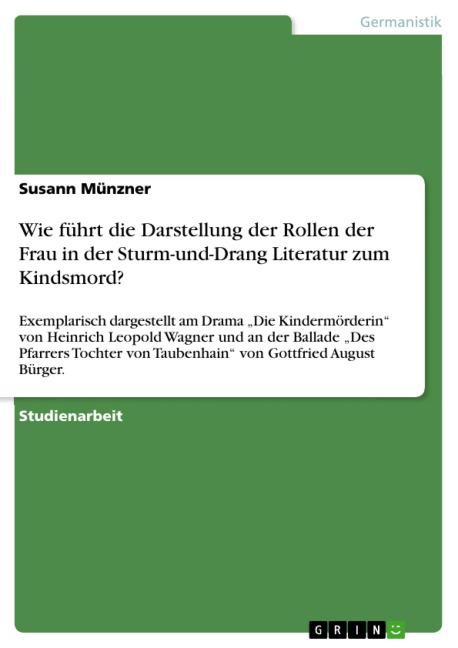 Wie führt die Darstellung der Rollen der Frau in der Sturm-und-Drang Literatur zum Kindsmord? - Susann Münzner