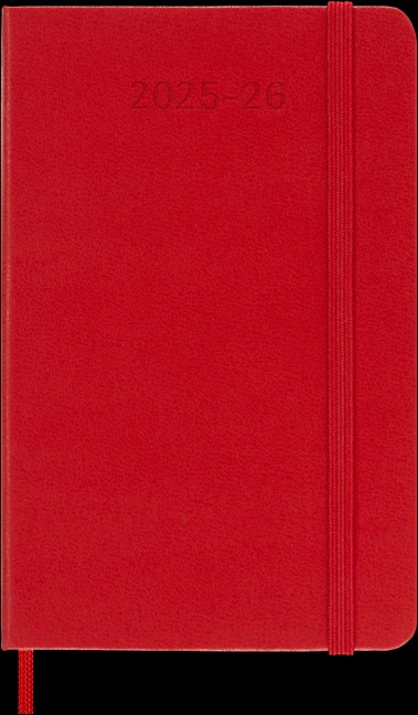 Moleskine 18 Monate Wochen Notizkalender 2025/2026, P/A6, 1 Wo = 1 Seite, Rechts linierte Seite, Fester Einband, Scharlachrot - 