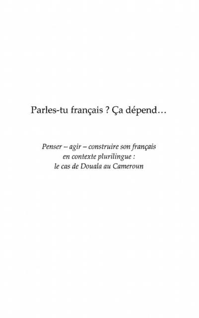 Parles-tu francais ? ca depend... - penser, agir, construire - Valentin Feussi