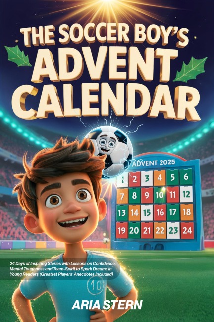 The Soccer Boy's Advent Calendar Book: 24 Days of Inspiring Stories with Lessons on Confidence, Mental Toughness, Team-Spirit to Spark Dreams in Young Readers (Greatest Players' Anecdotes Included) - Aria Stern