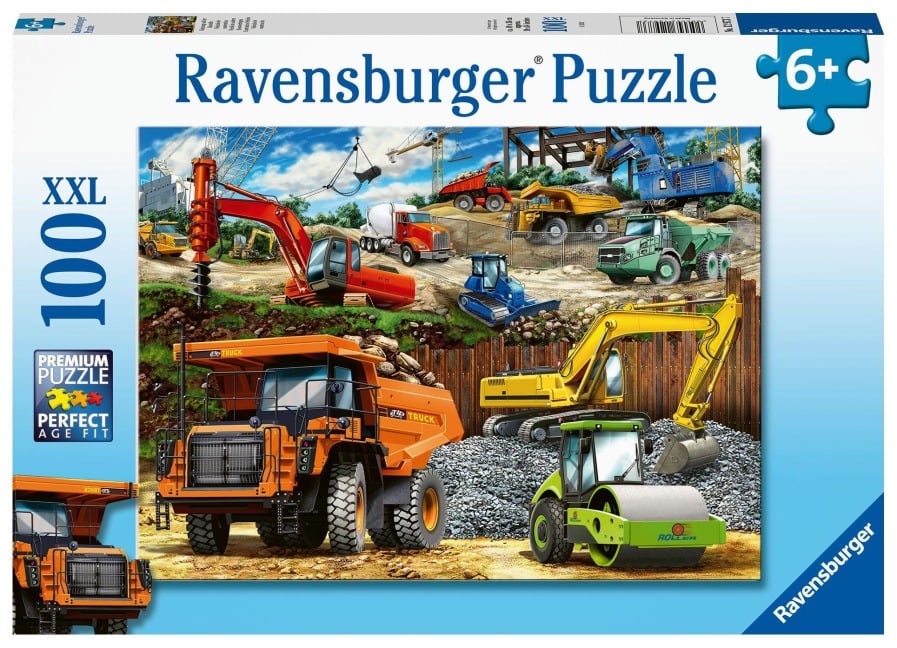 Kinderpuzzle 100 XXL Teile - Fahrzeuge auf der Baustelle - 