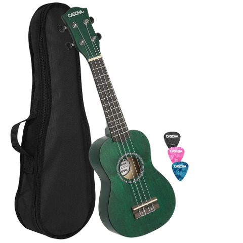 Soprano Ukulele Linden Green (incl. Bag unpadded, 3 Picks) - 