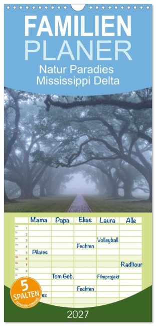 Familienplaner 2027 - Natur Paradies Mississippi Delta mit 5 Spalten (Wandkalender, 21 x 45 cm) CALVENDO - Christian Heeb