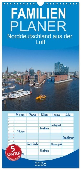 Familienplaner 2026 - Norddeutschland aus der Luft mit 5 Spalten (Wandkalender, 21 x 45 cm) CALVENDO - Siegfried Kuttig