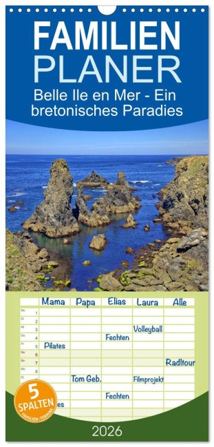 Familienplaner 2026 - Belle Ile en Mer - Ein bretonisches Paradies mit 5 Spalten (Wandkalender, 21 x 45 cm) CALVENDO - Peter Berschick