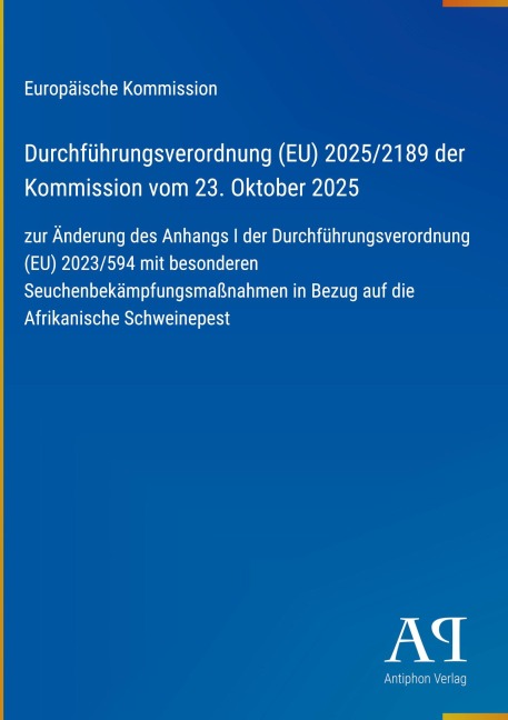 Durchführungsverordnung (EU) 2025/2189 der Kommission vom 23. Oktober 2025 - Europäische Kommission