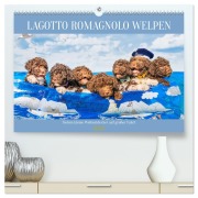 Cover-Bild zum Titel 'Lagotto Romagnolo Welpen - Sieben kleine Weltentdecker auf großer Fahrt (hochwertiger Premium Wandkalender 2026 DIN A2 quer), Kunstdruck in Hochglanz' von 'Sigrid Starick'