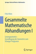 Cover-Bild zum Titel 'Gesammelte Mathematische Abhandlungen I' von 'Felix Klein'