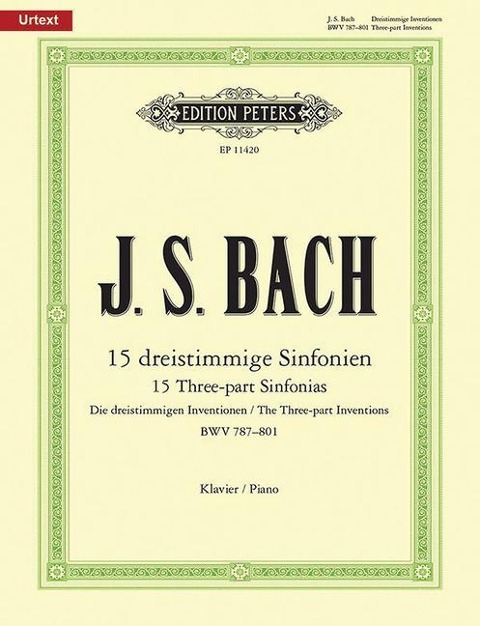 Three-Part Sinfonias (Inventions) Bwv 787-801 for Piano - Johann Sebastian Bach, Ulrich Bartels