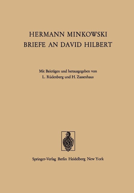 Hermann Minkowski Briefe an David Hilbert - H. Minkowski