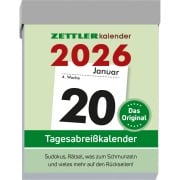 Cover-Bild zum Titel 'Zettler Tagesabreißkalender M 2026 5,4x7,2 cm Bürokalender 1 Tag auf 1 Seite mit Sudokus, Sprüchen, Rätseln uvm. Auf den Rückseiten' von ''