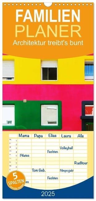 Familienplaner 2025 - Architektur treibt's bunt mit 5 Spalten (Wandkalender, 21 x 45 cm) CALVENDO - Christian Müller