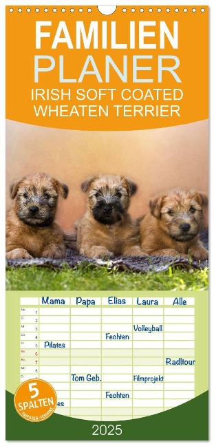 Familienplaner 2025 - IRISH SOFT COATED WHEATEN TERRIER mit 5 Spalten (Wandkalender, 21 x 45 cm) CALVENDO - Annett Mirsberger Www. Tierpfoto. De