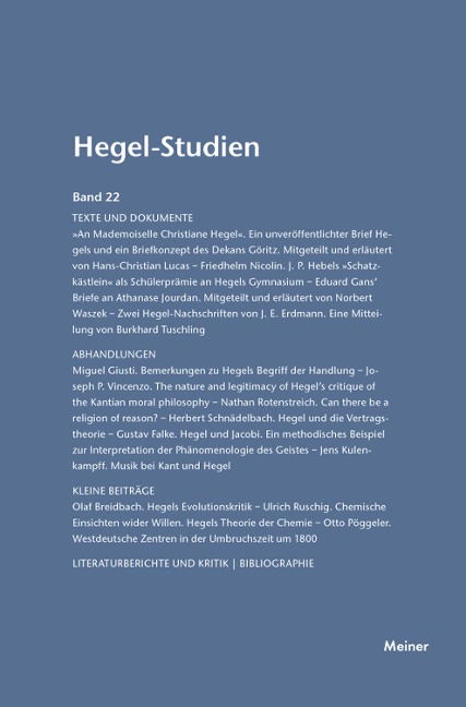 Hegel-Studien Band 22 - 