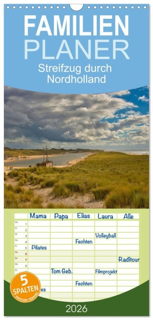 Familienplaner 2026 - Streifzug durch Nordholland mit 5 Spalten (Wandkalender, 21 x 45 cm) CALVENDO - Tanja Voigt