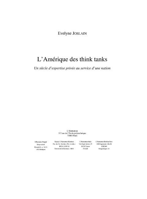 Amerique des think tanks - Collectif