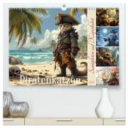 Piratenkatzen- Samtpfoten auf Kaperfahrt (hochwertiger Premium Wandkalender 2026 DIN A2 quer), Kunstdruck in Hochglanz - 