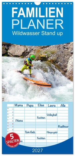 Familienplaner 2027 - Wildwasser Stand up mit 5 Spalten (Wandkalender, 21 x 45 cm) CALVENDO - Miriam Schwarzfischer