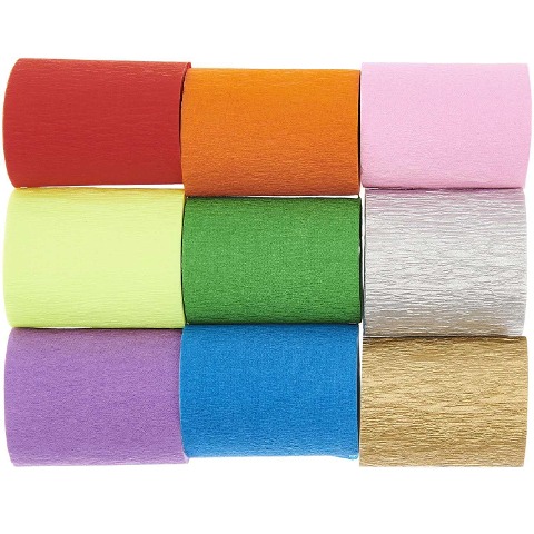 Kreppbänder, Regenbogen Klassik Mix, FSC MIX, 9 Stk, 5,5 cm x 10 m - 