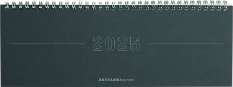 Tisch-Querkalender Papyrus Grau 2025 - Büro-Planer 29,7x10,5 cm - Tisch-Kalender - 1 Woche 2 Seiten - Ringbindung - Zettler - 