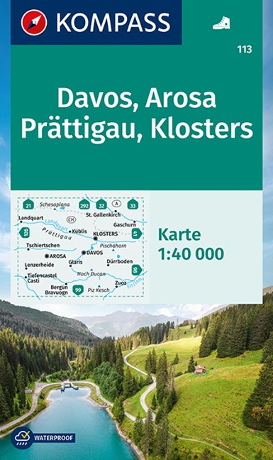 KOMPASS Wanderkarte 113 Davos, Arosa, Prättigau, Klosters 1:40.000 - 