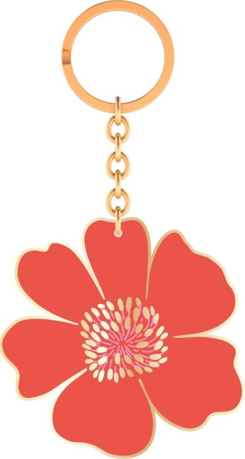 Bunte Blumengrüße Emaille-Schlüsselanhänger Blume rosa - 
