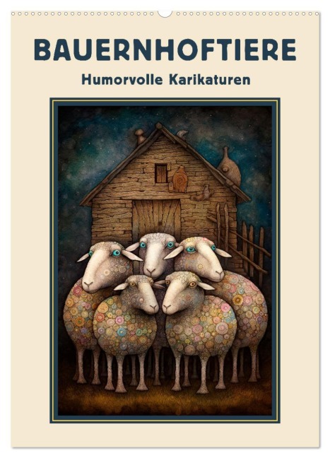 Bauernhoftiere - Humorvolle Karikaturen (Wandkalender 2026 DIN A2 hoch), CALVENDO Monatskalender - Erich Krätschmer