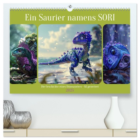 Ein Saurier namens Sori (hochwertiger Premium Wandkalender 2025 DIN A2 quer), Kunstdruck in Hochglanz - Cathrin Illgen