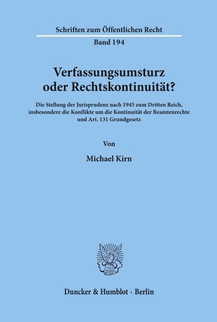 Verfassungsumsturz oder Rechtskontinuität? - Michael Kirn