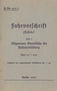 Cover-Bild zum Titel 'H.Dv. 465/1 Fahrvorschrift - Heft 1 Allgemeine Grundsätze der Fahrausbildung vom 14.7.1936' von ''