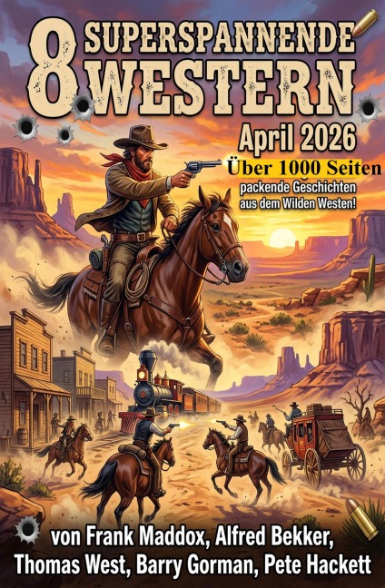8 Superspannende Western April 2026 - Alfred Bekker, Barry Gorman, Thomas West, Frank Maddox, Pete Hackett