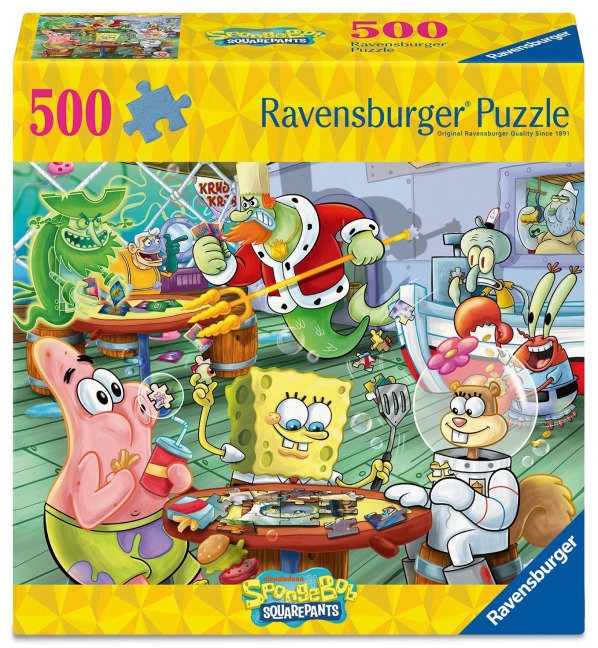 Erwachsenenpuzzle 500 Teile - SpongeBob Schwammkopf - Spieleabend in der Krossen Krabbe - 