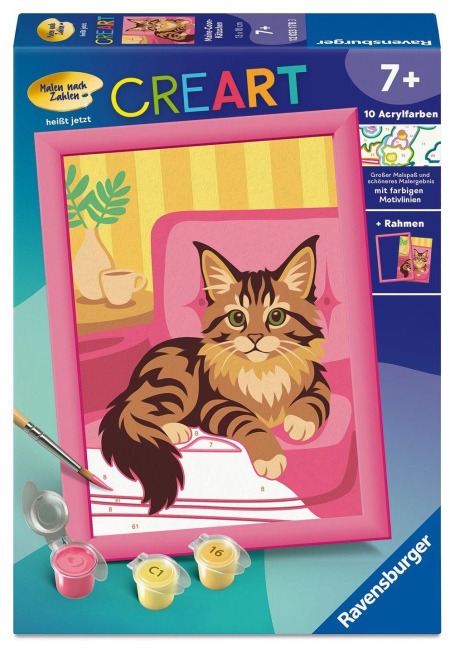 CreArt, Malen nach Zahlen Kinder - Maine-Coon-Kätzchen - 