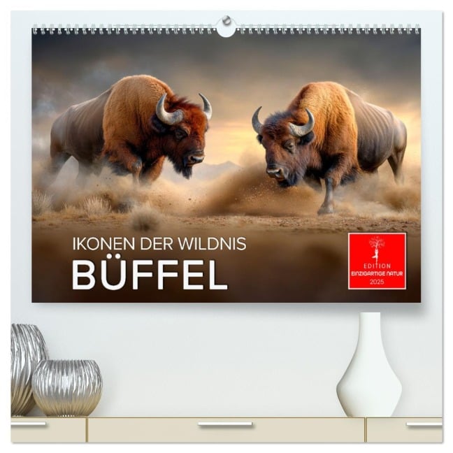 Büffel - Ikonen der Wildnis (hochwertiger Premium Wandkalender 2025 DIN A2 quer), Kunstdruck in Hochglanz - Peter Roder