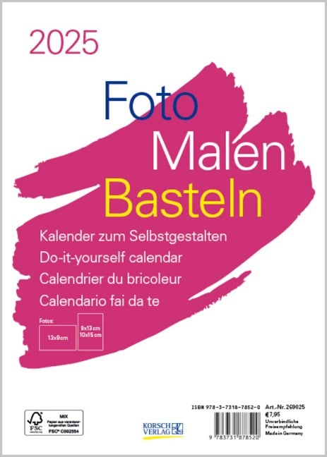 Foto-Malen-Basteln Bastelkalender A5 weiß 2025 - 