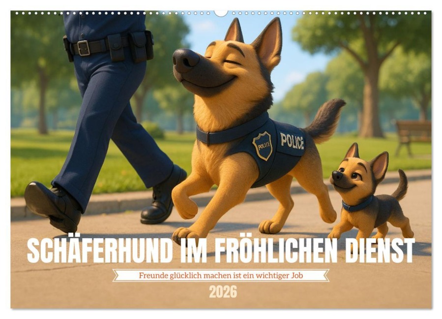 Schäferhund im fröhlichen Dienst (Wandkalender 2026 DIN A2 quer), CALVENDO Monatskalender - Kerstin Waurick