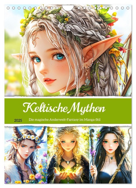 Keltische Mythen. Die magische Anderwelt-Fantasy im Manga-Stil (Wandkalender 2025 DIN A4 hoch), CALVENDO Monatskalender - Rose Hurley