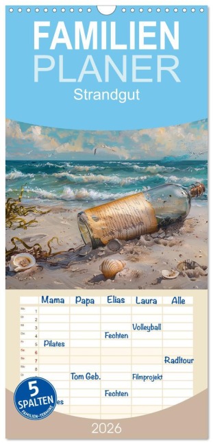 Familienplaner 2026 - Strandgut mit 5 Spalten (Wandkalender, 21 x 45 cm) CALVENDO - Cathrin Illgen