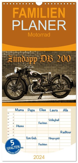 Familienplaner 2024 - Zündapp DB 200 mit 5 Spalten (Wandkalender, 21 x 45 cm) CALVENDO - Ingo Laue