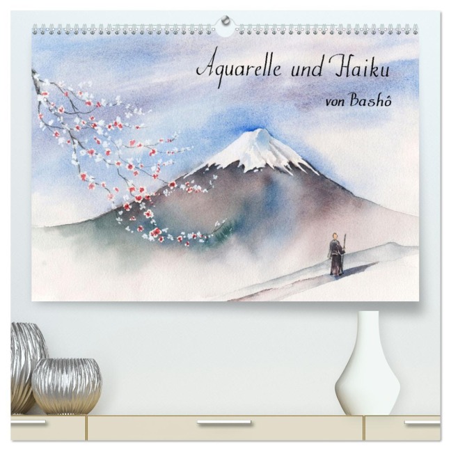 Aquarelle und Haiku von Basho (hochwertiger Premium Wandkalender 2026 DIN A2 quer), Kunstdruck in Hochglanz - Jitka Krause