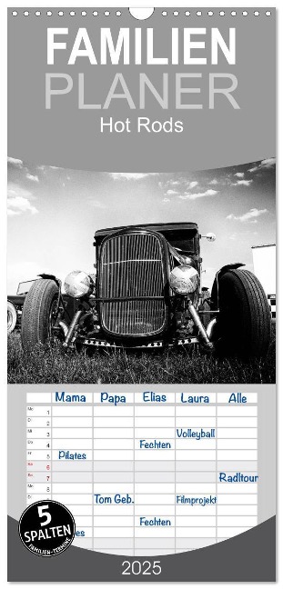 Familienplaner 2025 - Hot Rods mit 5 Spalten (Wandkalender, 21 x 45 cm) CALVENDO - Strawfishstudio Berlin
