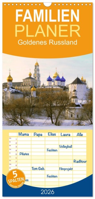 Familienplaner 2026 - Goldenes Russland mit 5 Spalten (Wandkalender, 21 x 45 cm) CALVENDO - Sergej Henze