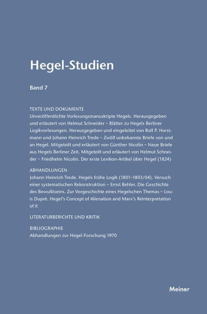 Hegel-Studien Band 7 - 