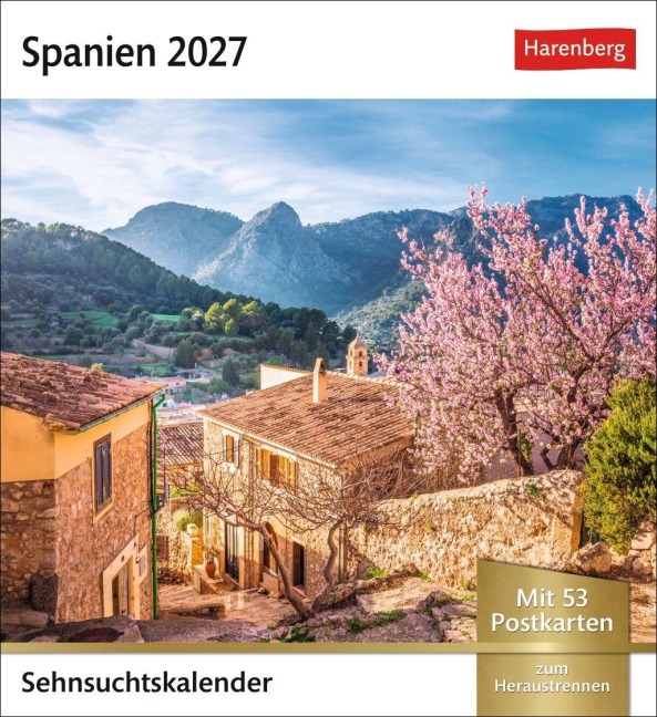 Spanien Sehnsuchtskalender 2027 - Wochenkalender mit 53 Postkarten - 