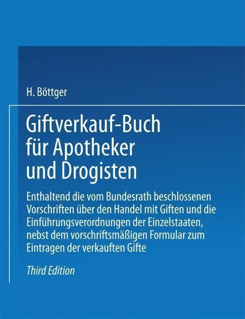 Giftverkauf-Buch für Apotheker und Drogisten - Hermann Böttger