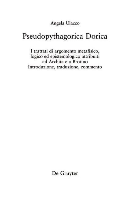 Pseudopythagorica Dorica - Angela Ulacco