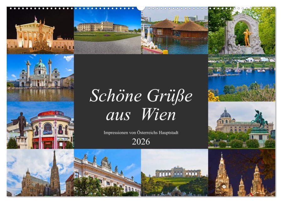 Schöne Grüße aus Wien (Wandkalender 2026 DIN A2 quer), CALVENDO Monatskalender - Christa Kramer
